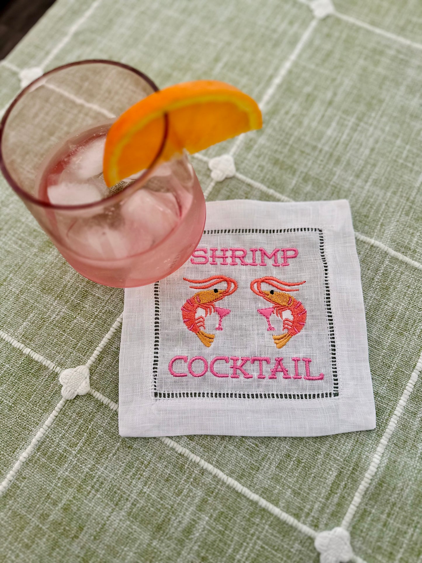 Shrimp Cocktail Embroidered Cocktail Napkin