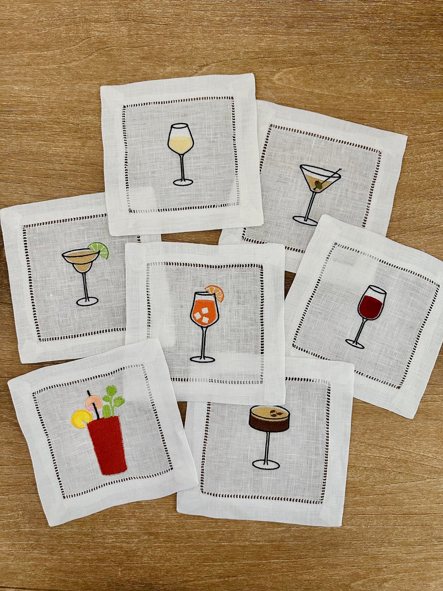 Red Wine Embroidered Cocktail Napkin
