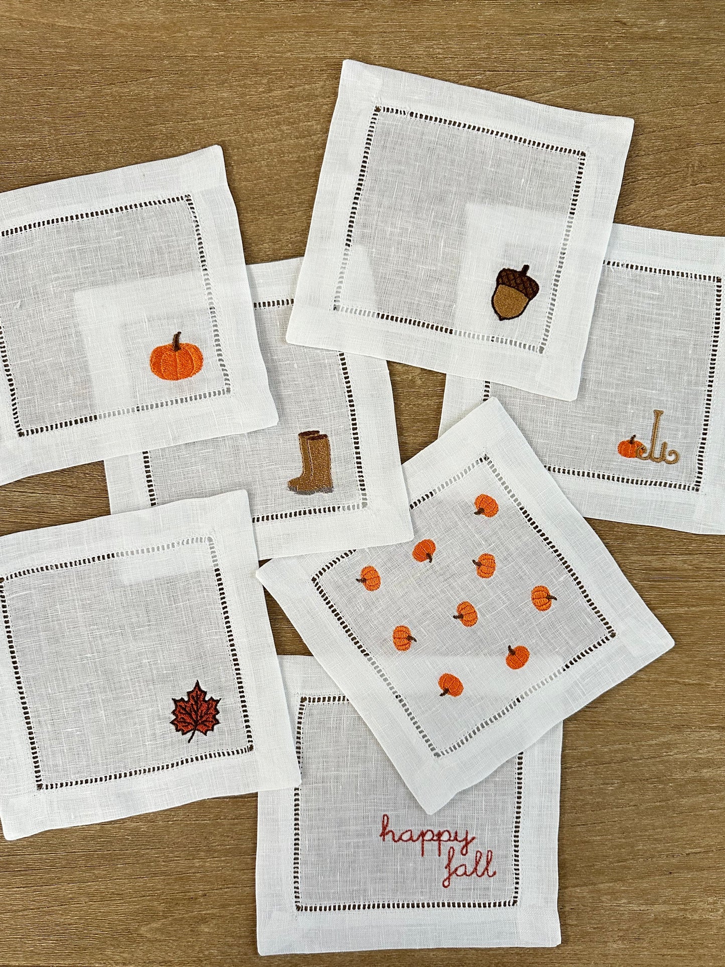 Pumpkin Confetti Embroidered Cocktail Napkin