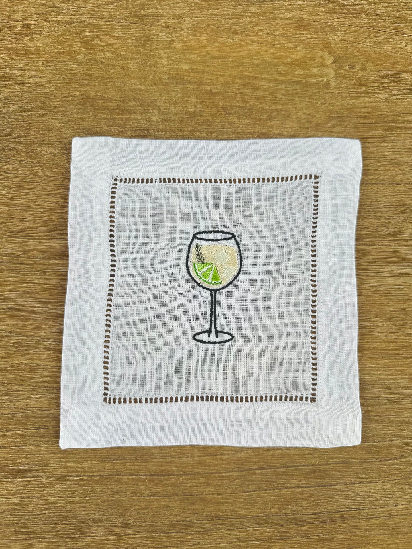 Gin and Tonic Embroidered Cocktail Napkin