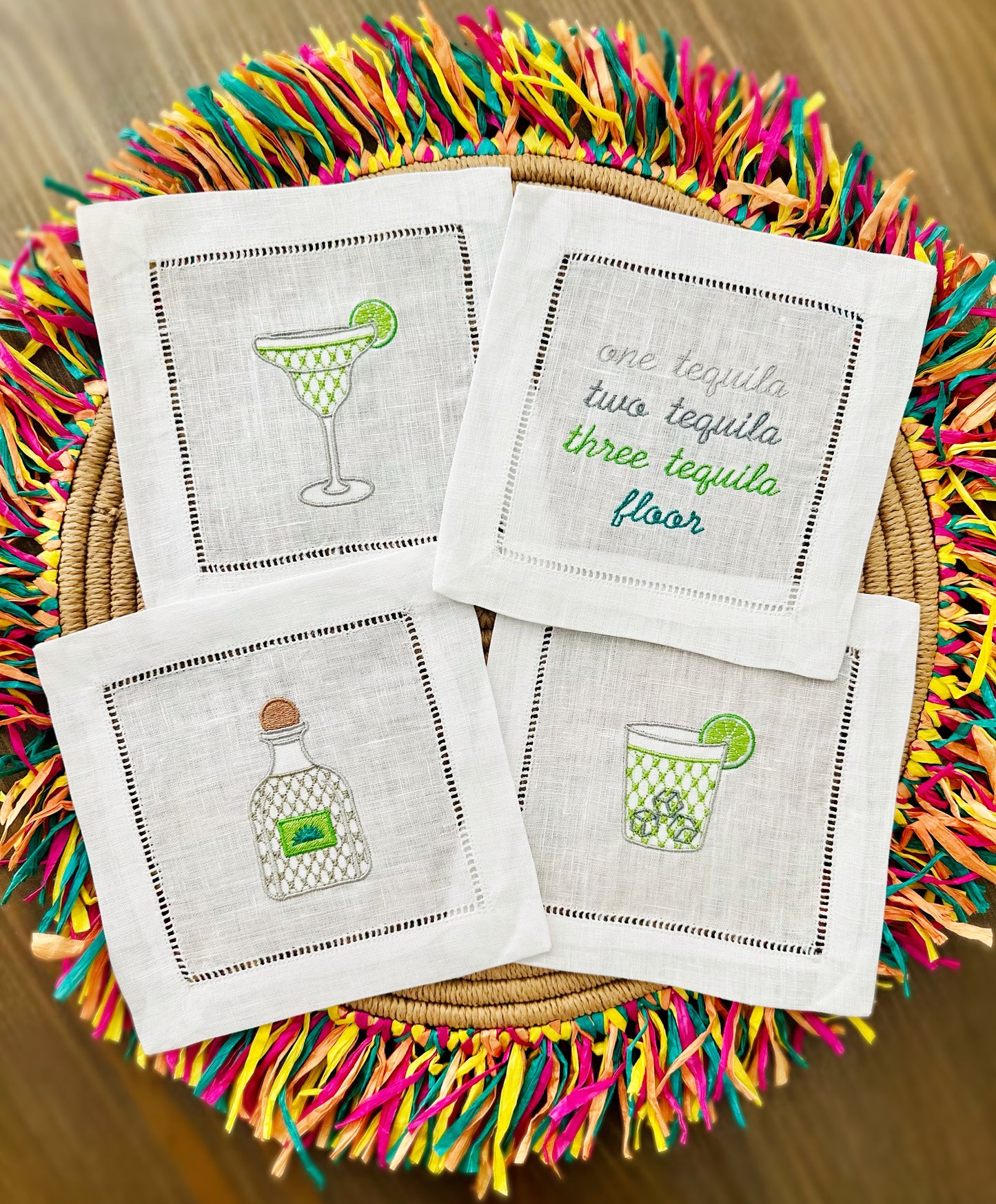 Margarita and Tequila Embroidered Cocktail Napkins