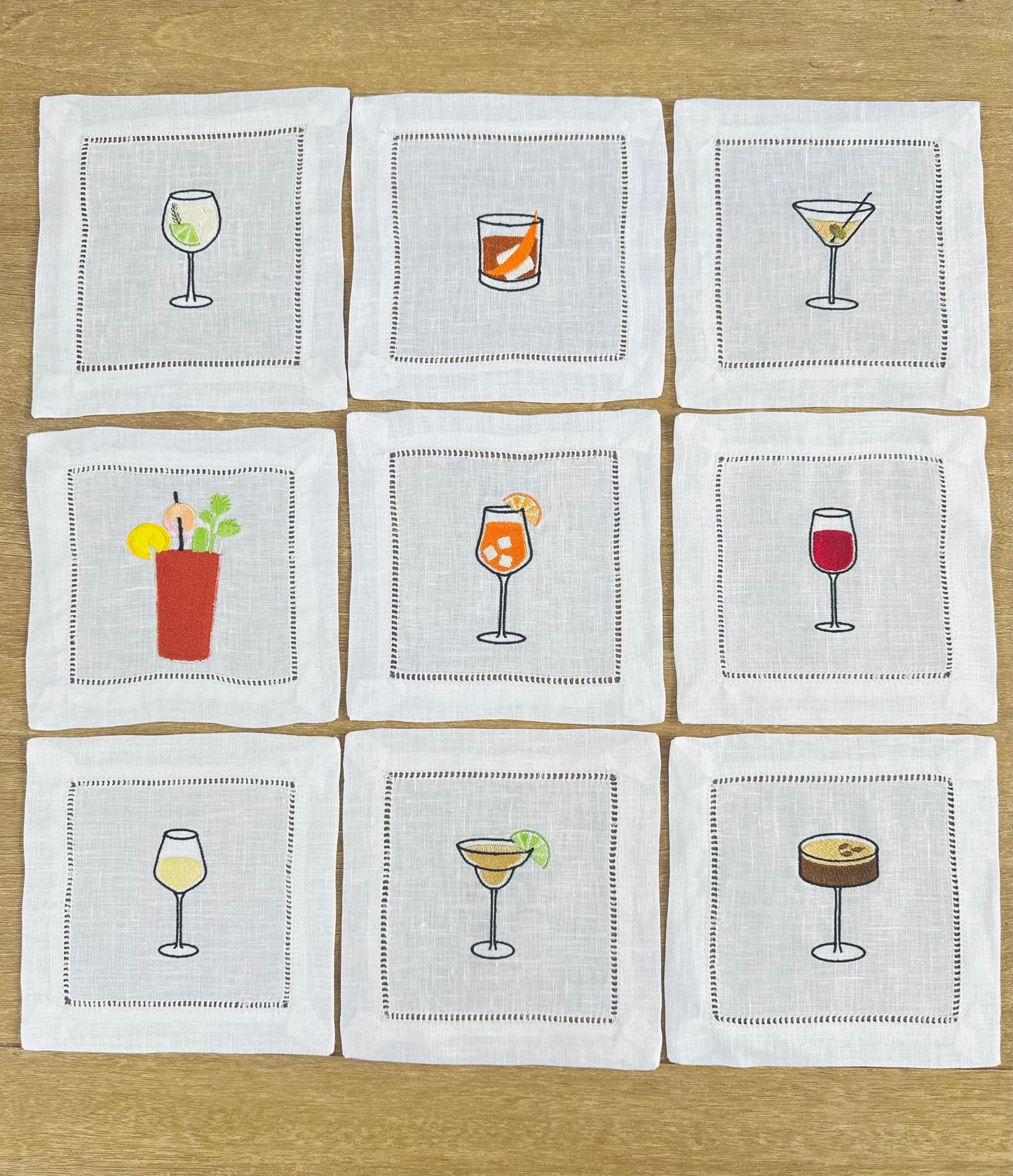 Gin and Tonic Embroidered Cocktail Napkin