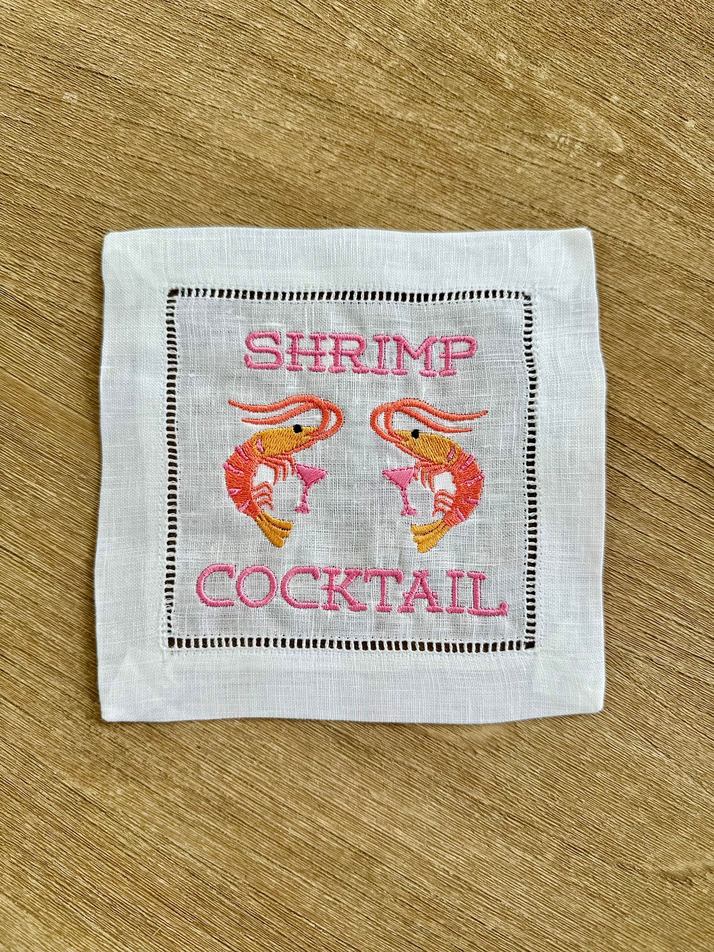 Shrimp Cocktail Embroidered Cocktail Napkin