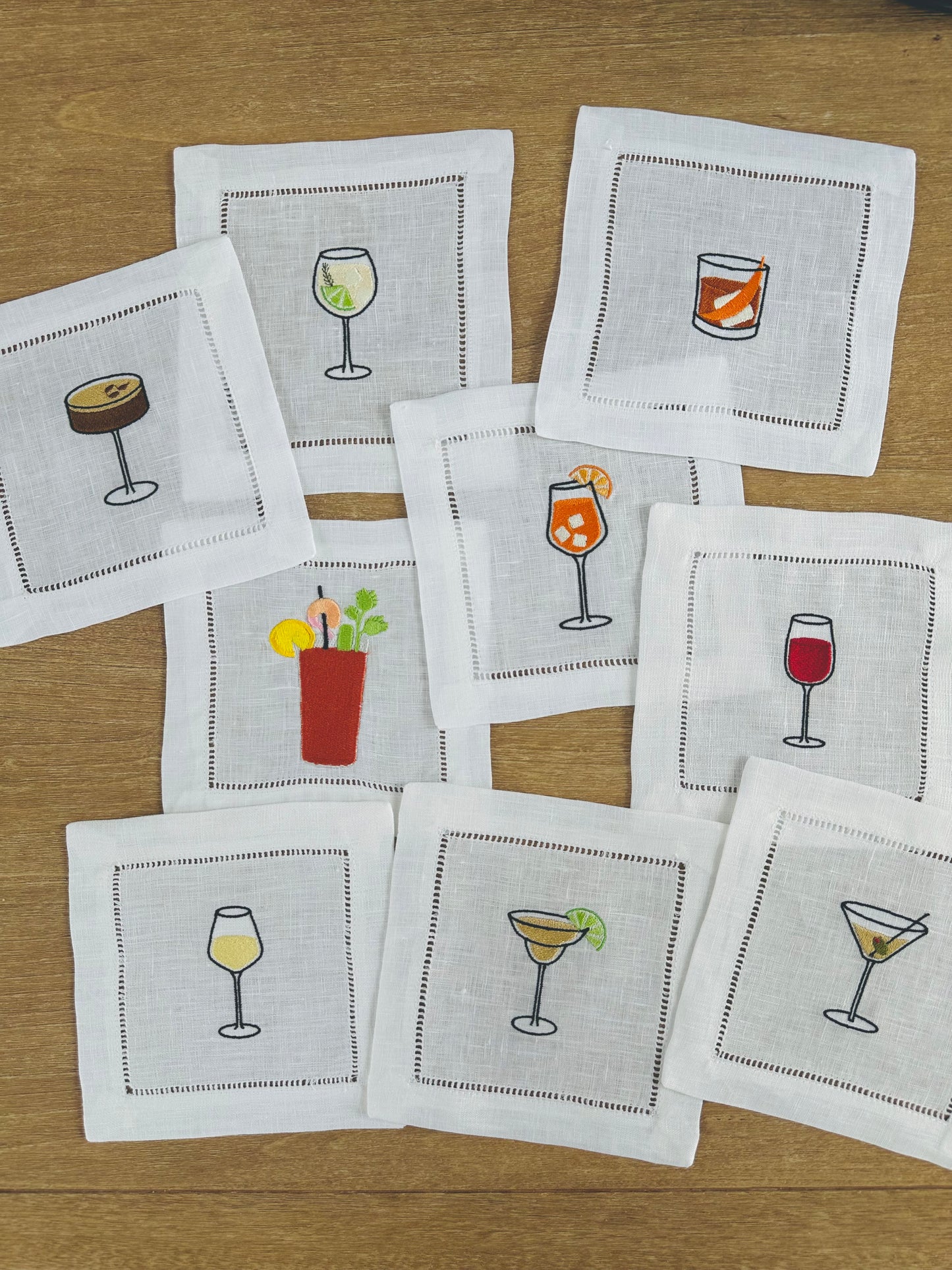 Old Fashioned Embroidered Cocktail Napkin