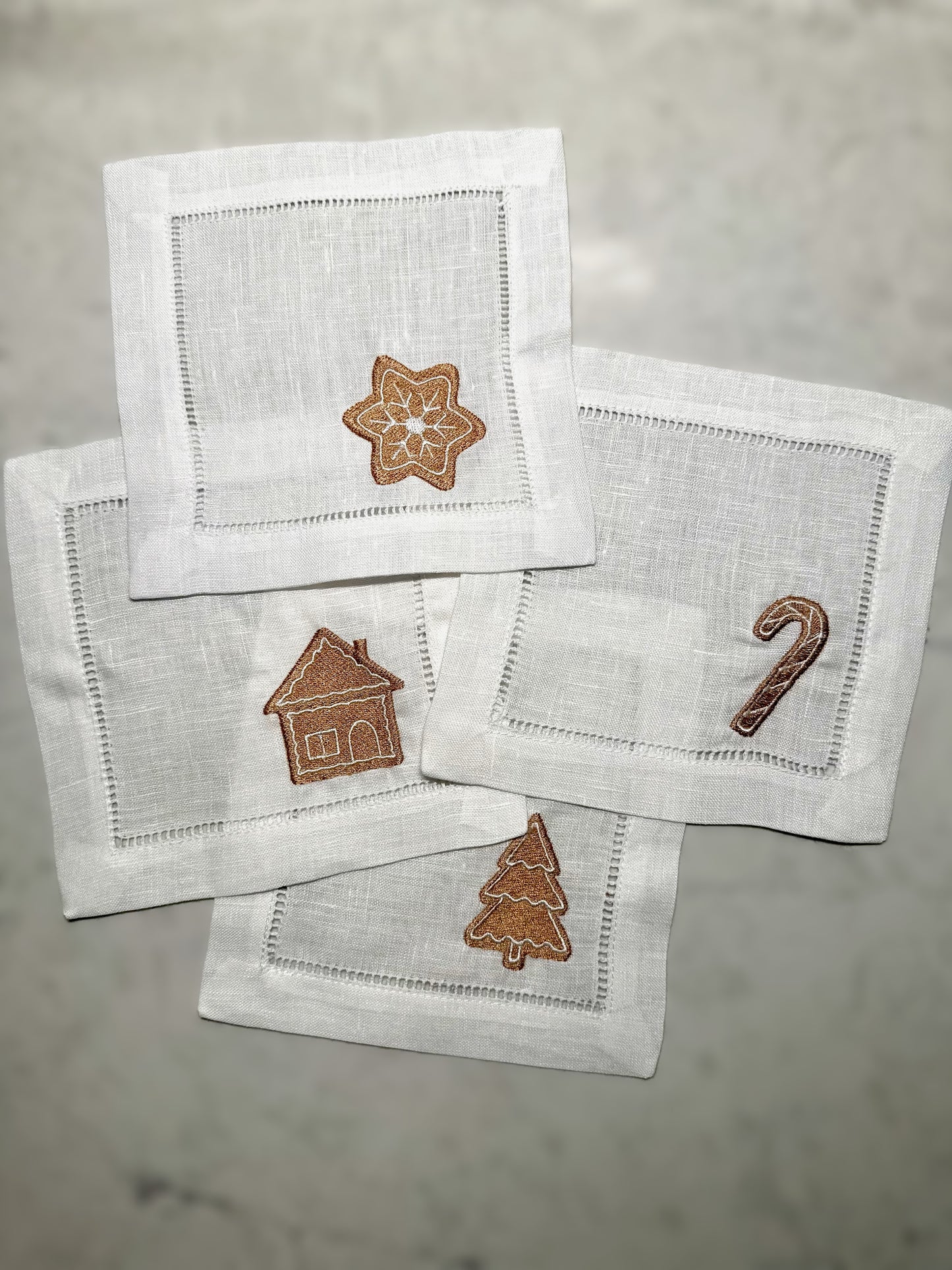 Christmas Cookie Embroidered Cocktail Napkins