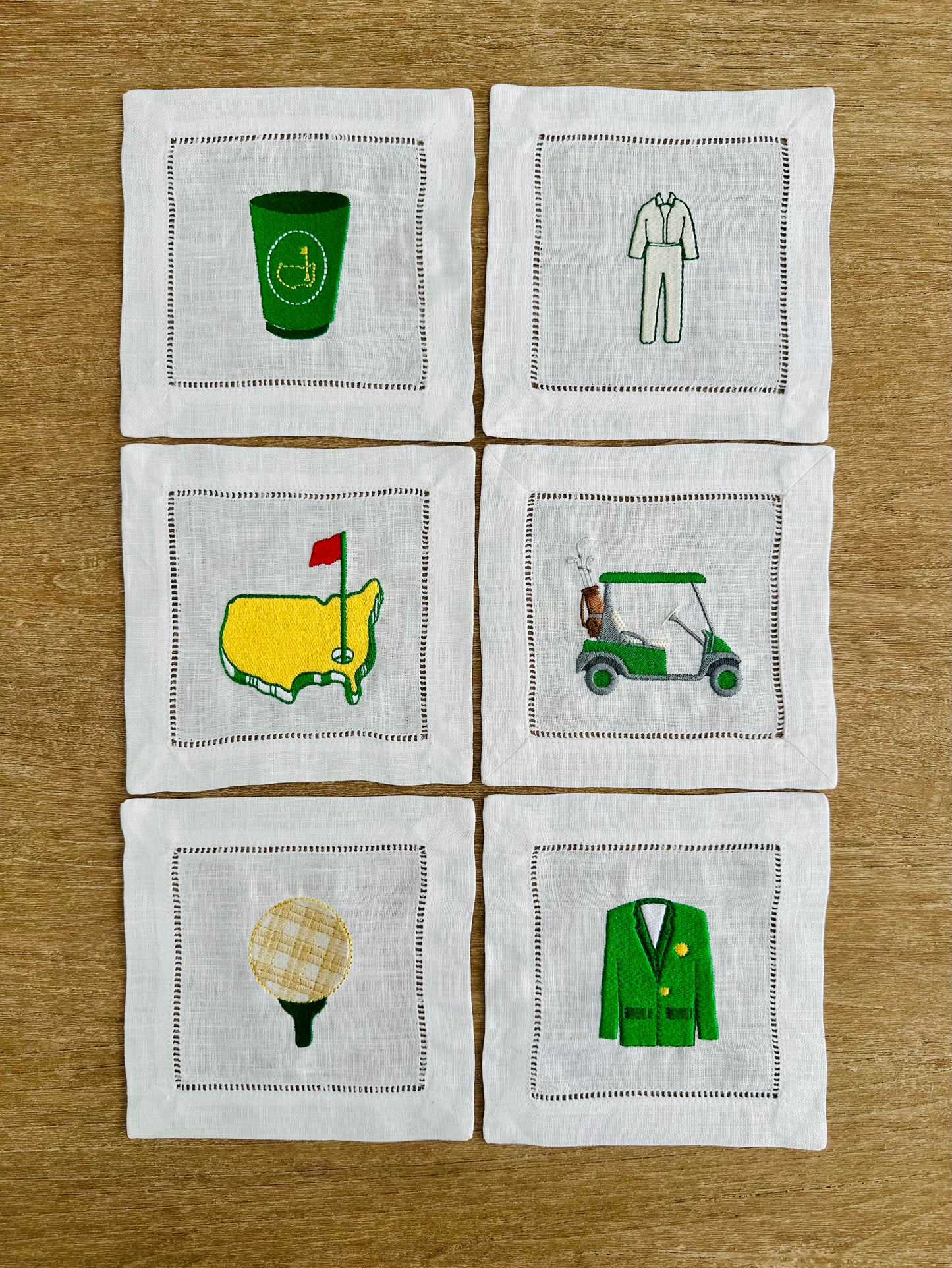 Golf Cart Embroidered Cocktail Napkin