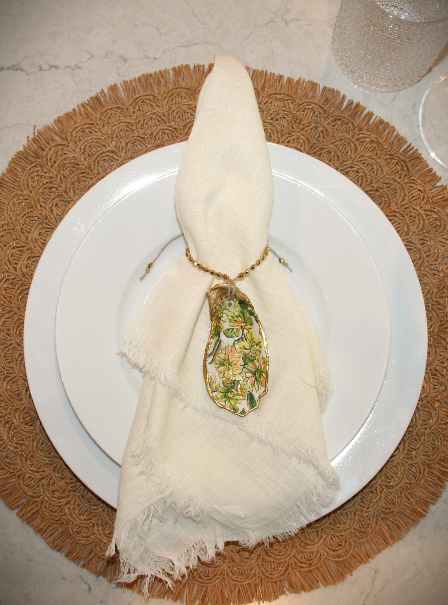 oyster charm as a napkin ring
