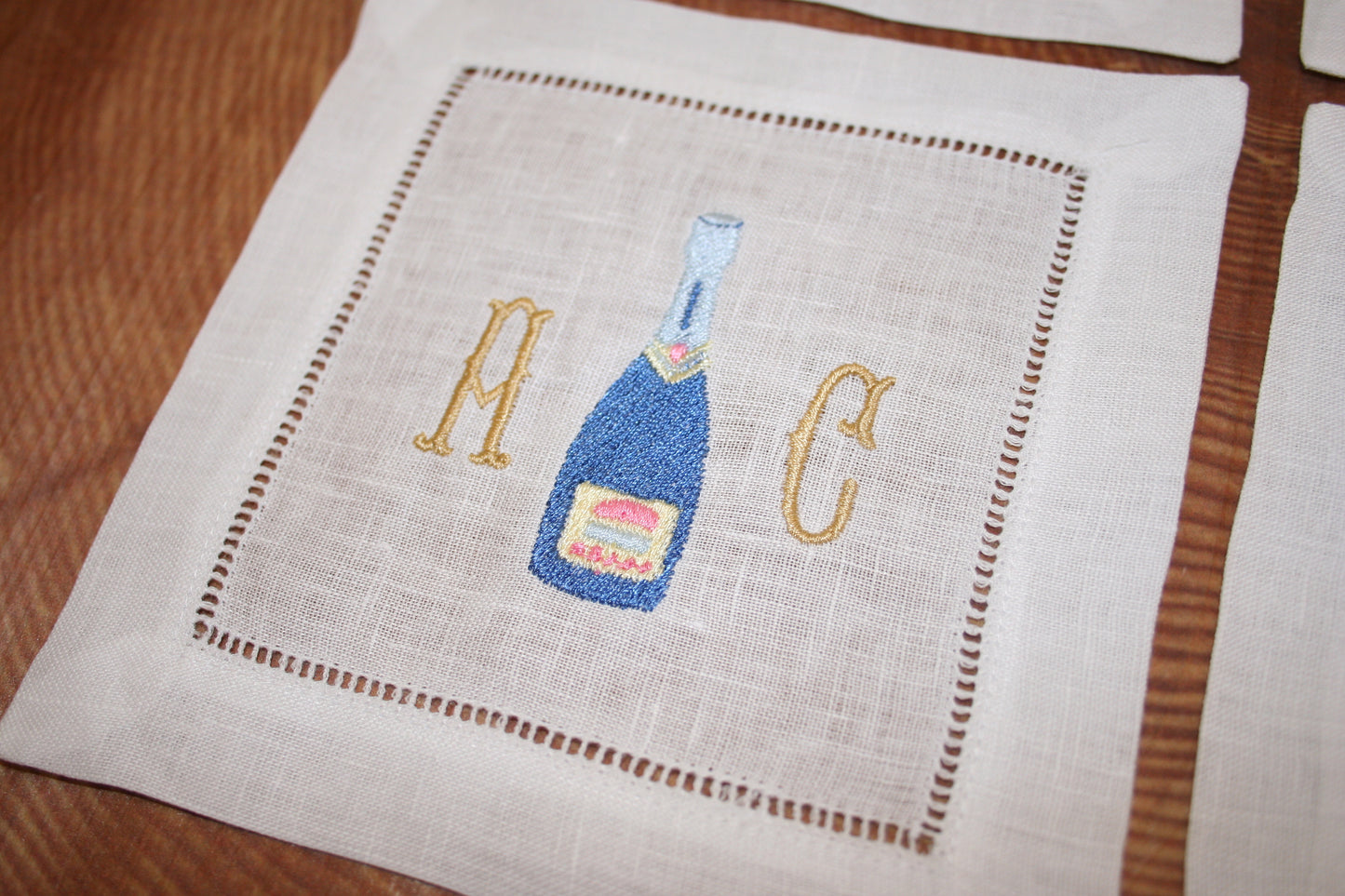 Personalized Champagne Embroidered Cocktail Napkins