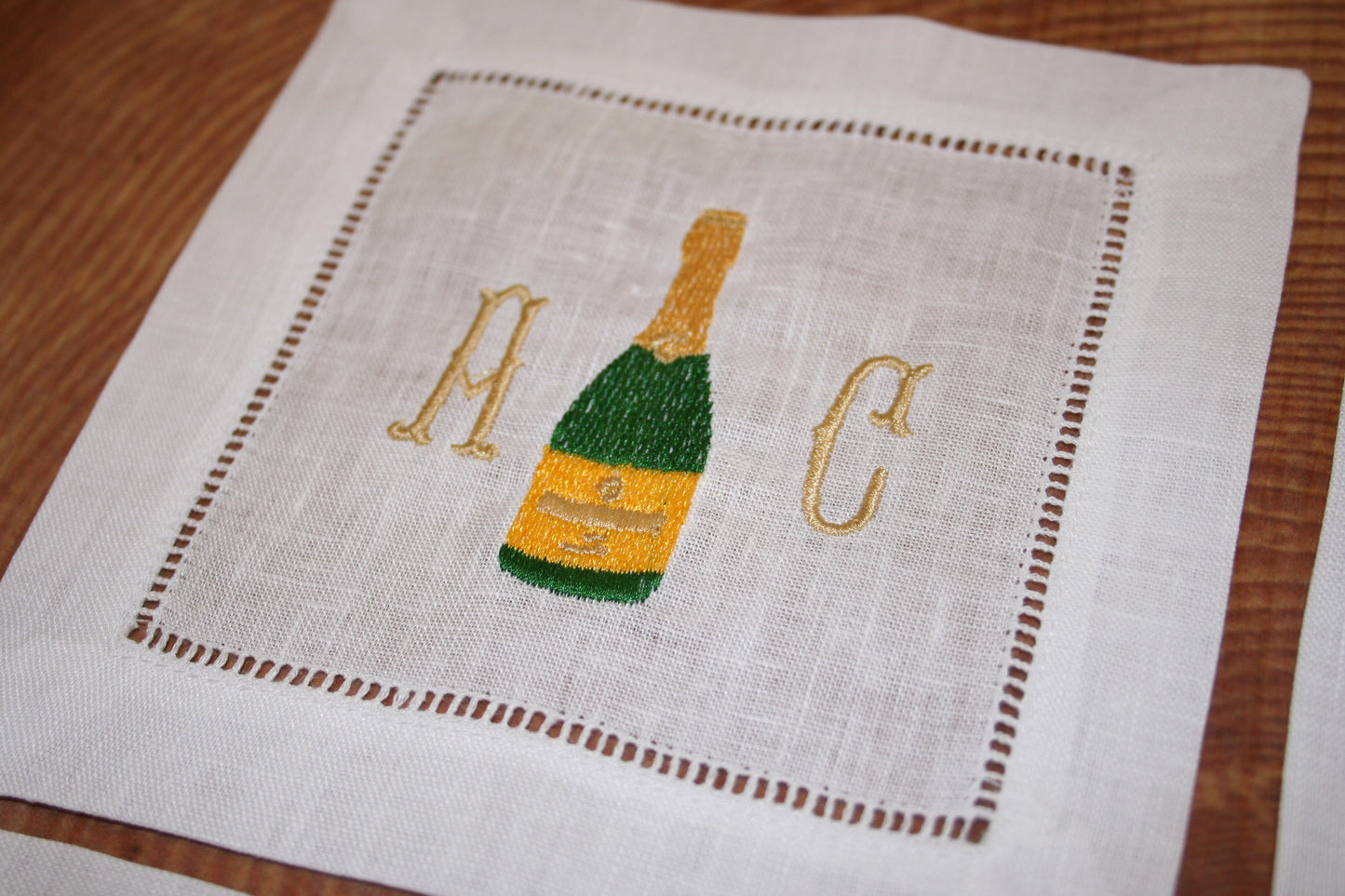 Personalized Champagne Embroidered Cocktail Napkins