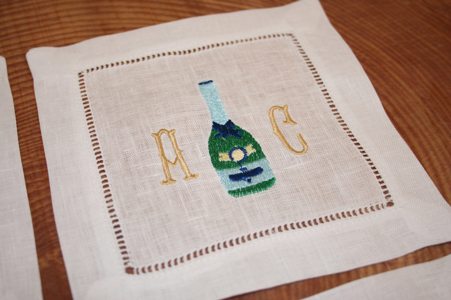Personalized Champagne Embroidered Cocktail Napkins