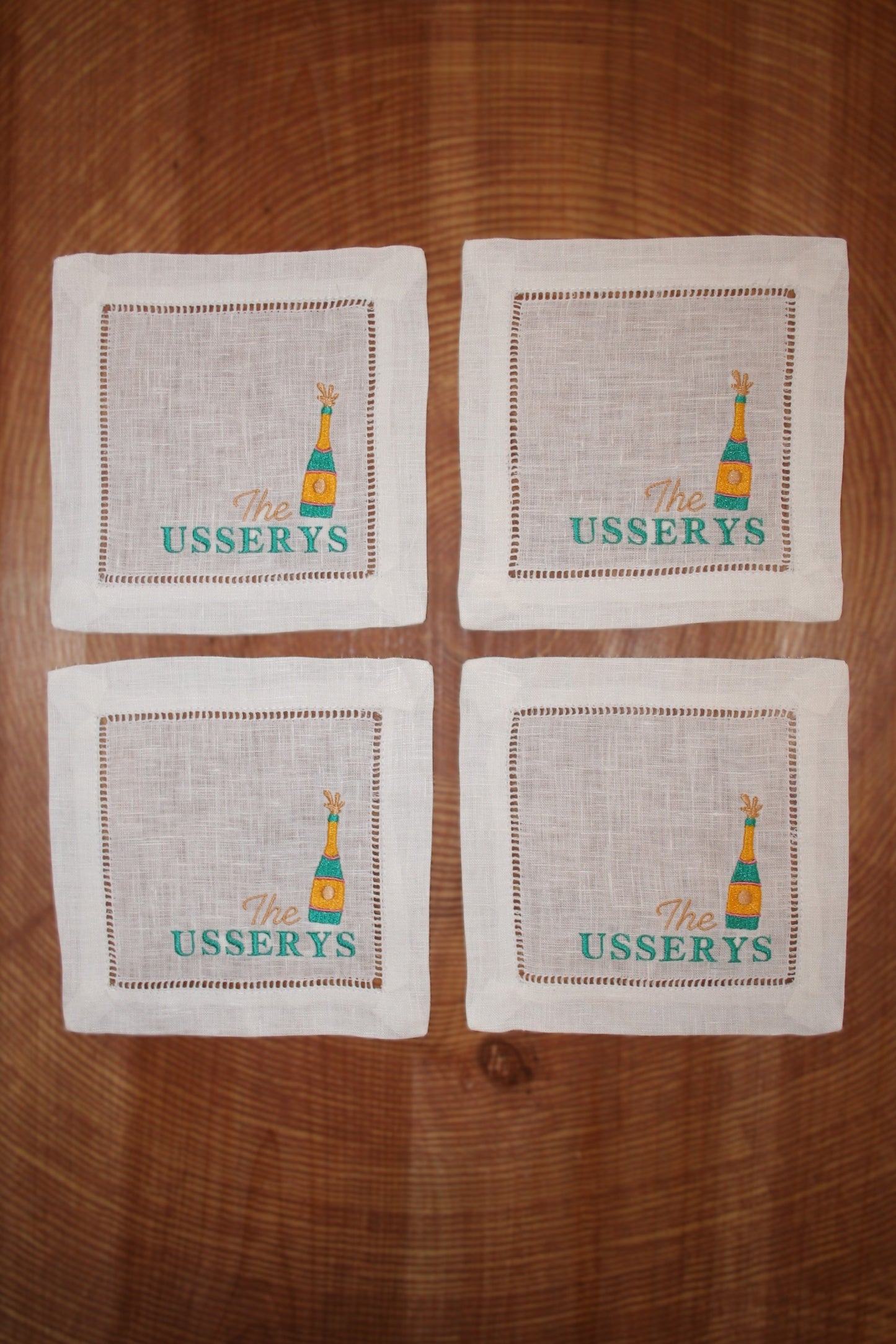 Personalized Last Name Embroidered Cocktail Napkins