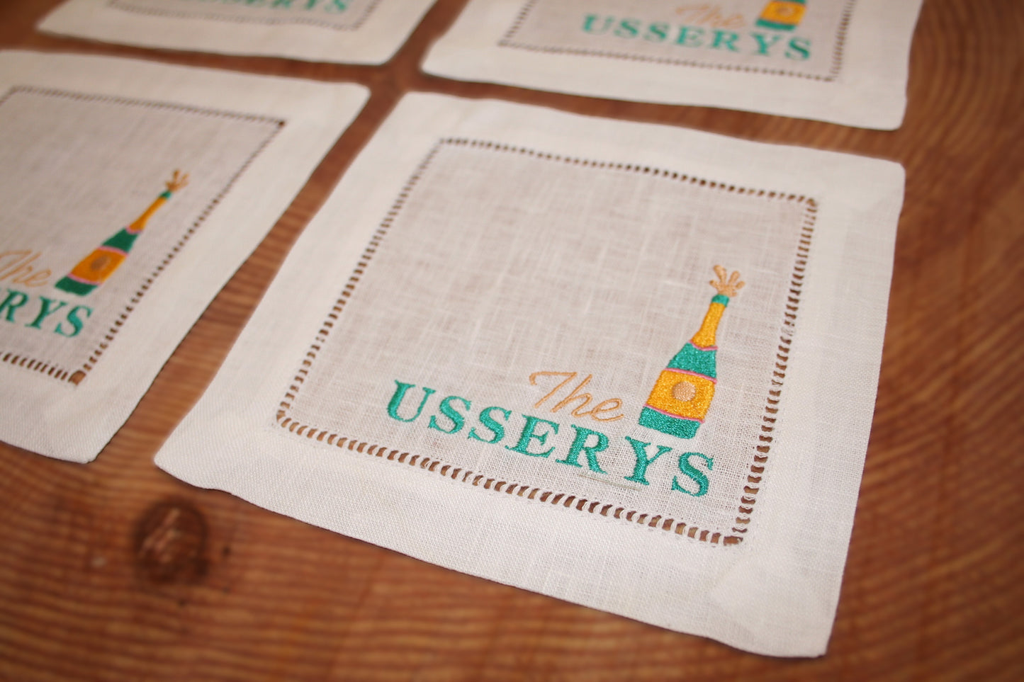 Personalized Last Name Embroidered Cocktail Napkins