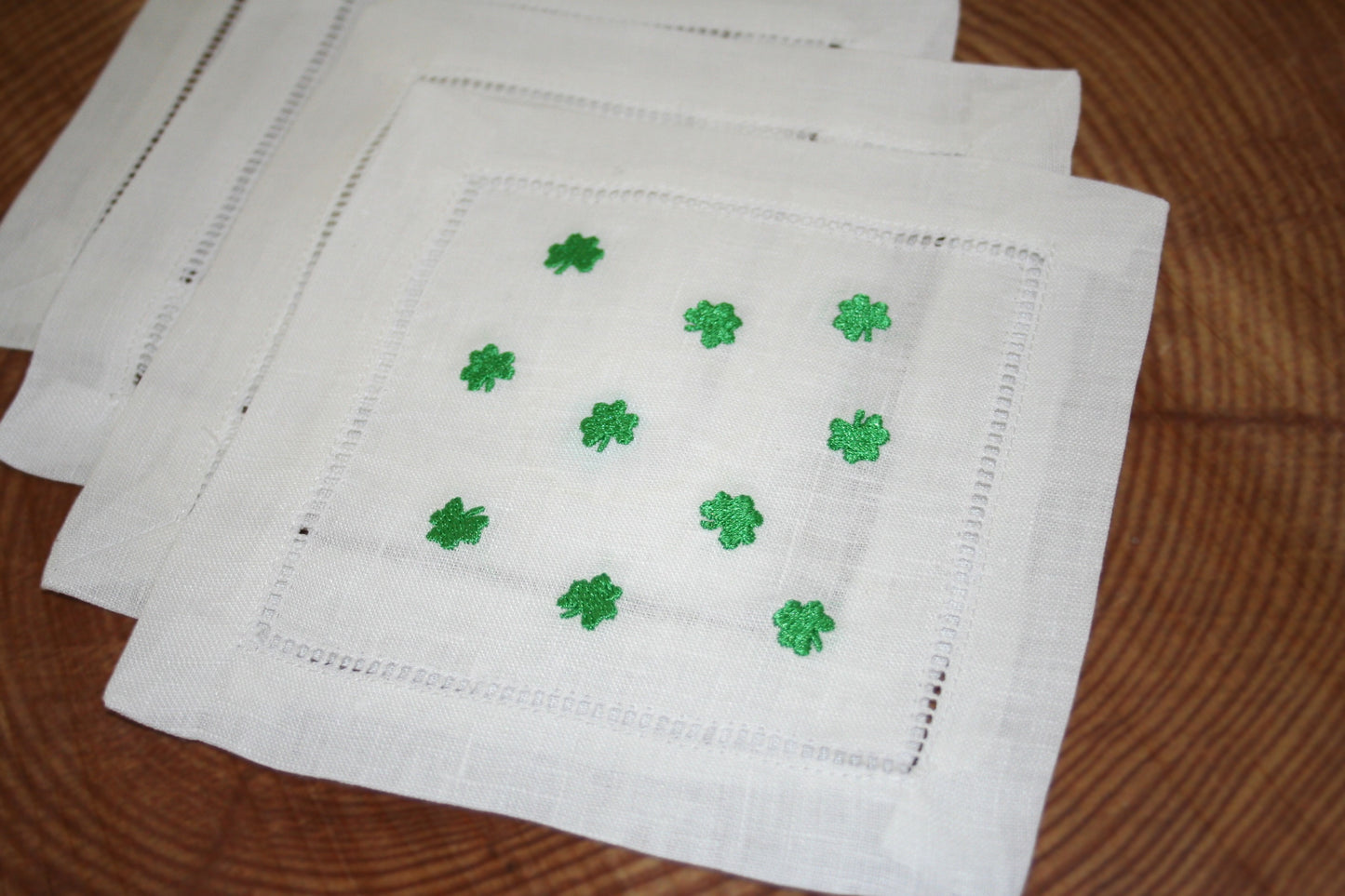 Shamrock Confetti Embroidered Cocktail Napkins