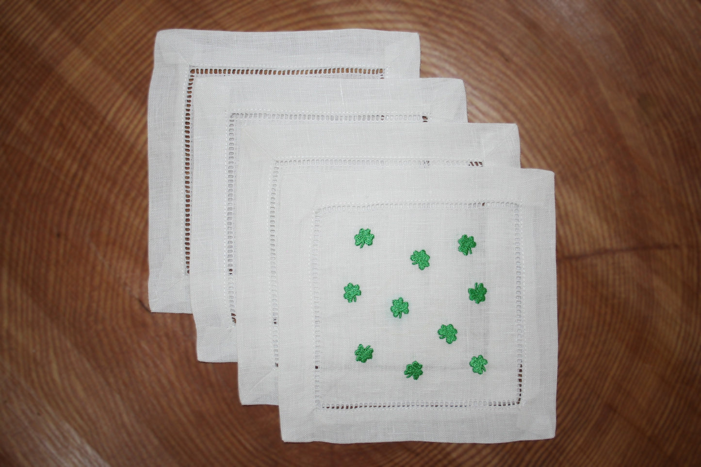 Shamrock Confetti Embroidered Cocktail Napkins