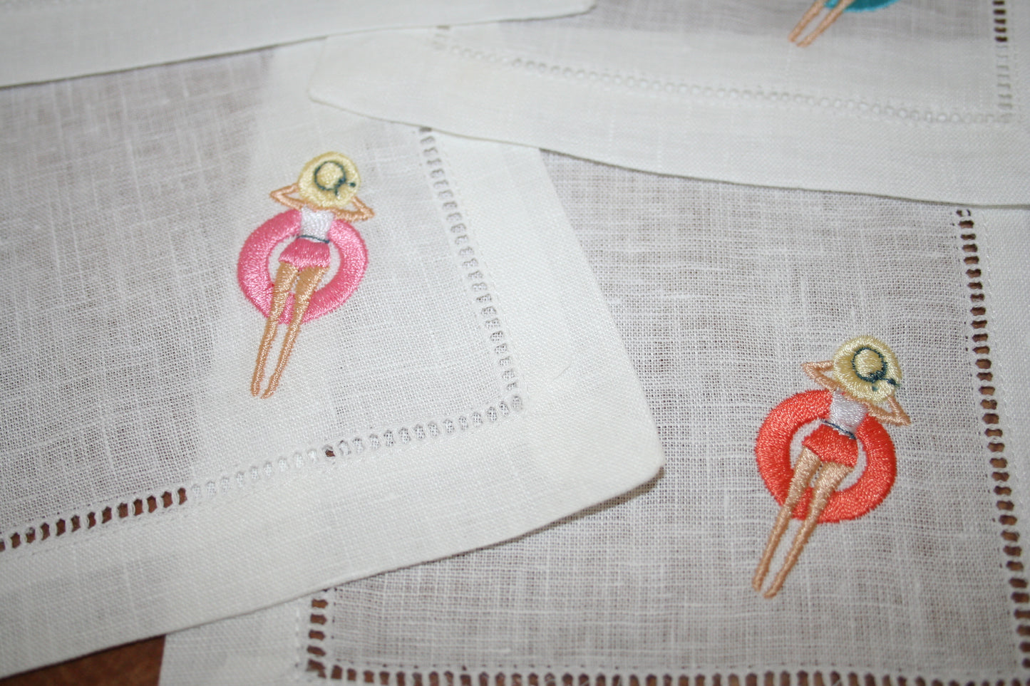 Summer Floating Embroidered Cocktail Napkins