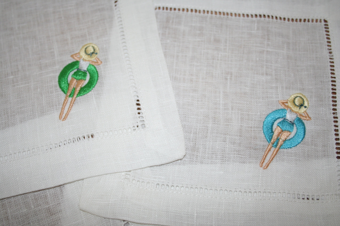 Summer Floating Embroidered Cocktail Napkins
