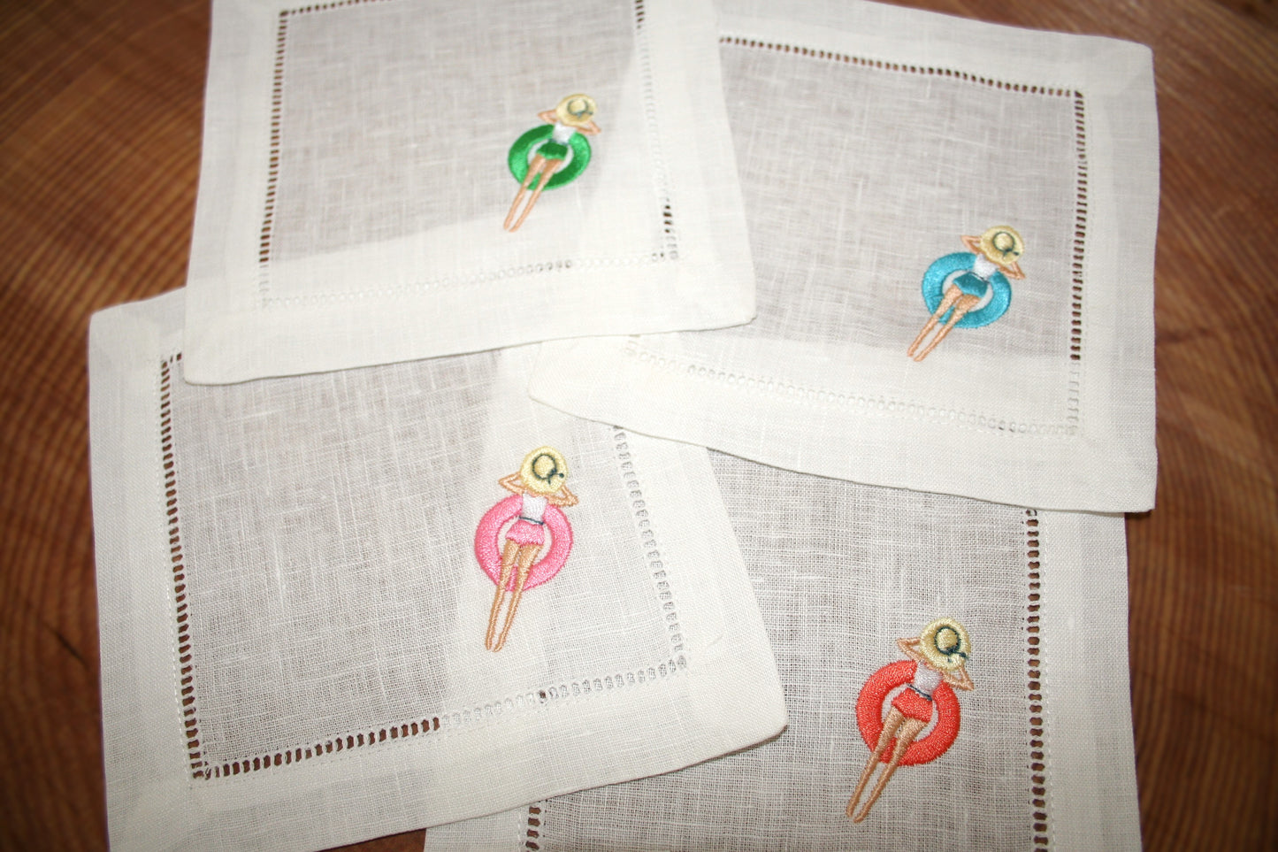 Summer Floating Embroidered Cocktail Napkins