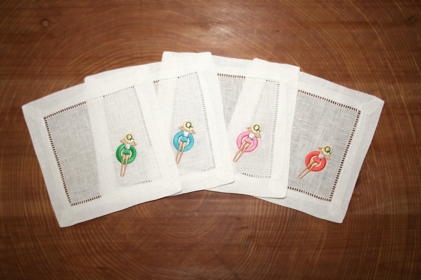 Summer Floating Embroidered Cocktail Napkins