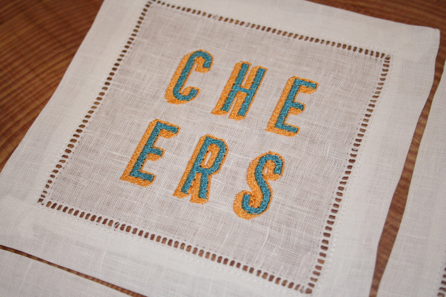 'Cheers' Embroidered Cocktail Napkins