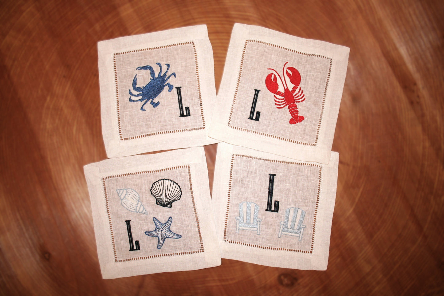 Personalized Nautical Embroidered Cocktail Napkins