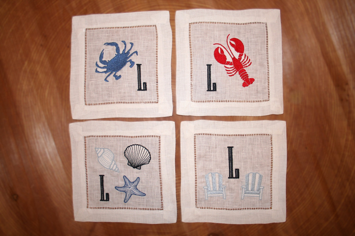 Personalized Nautical Embroidered Cocktail Napkins