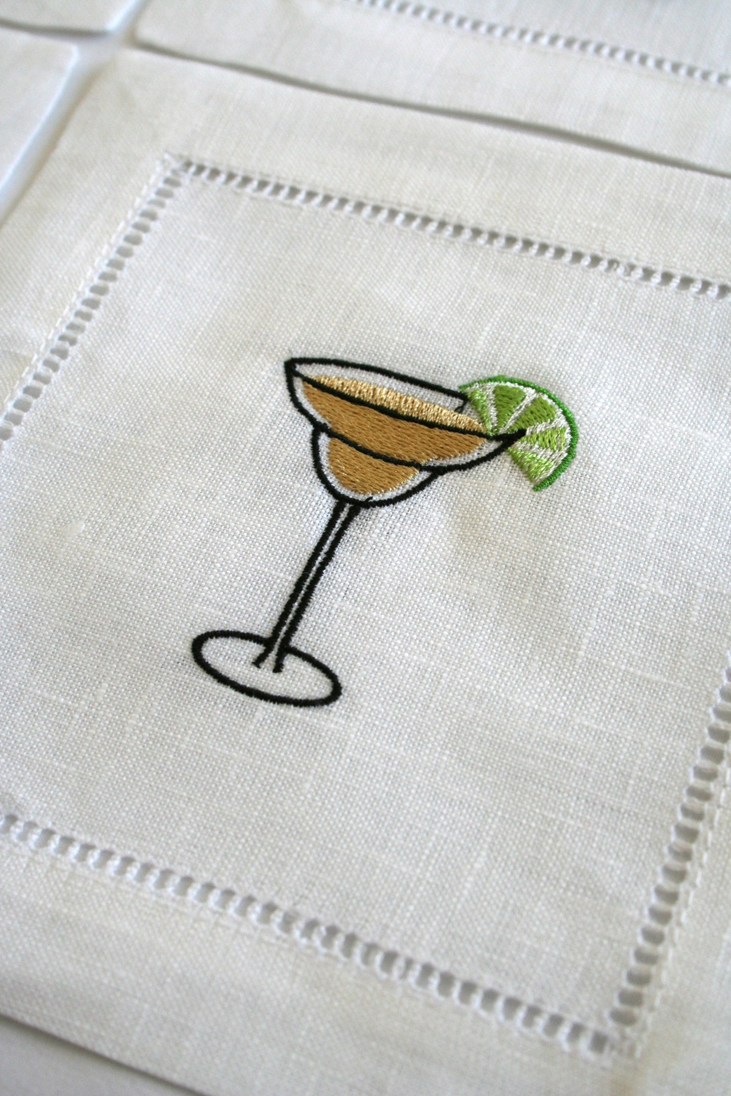 Embroidered Cocktail Napkins Margarita