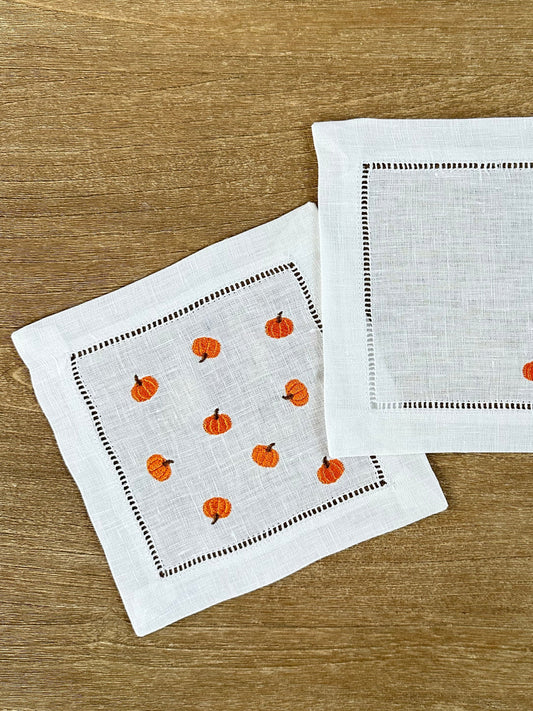 Pumpkin Confetti Embroidered Cocktail Napkin