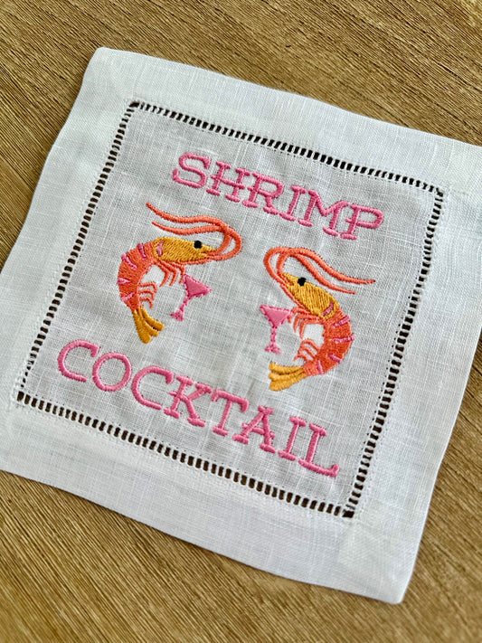 Shrimp Cocktail Embroidered Cocktail Napkin