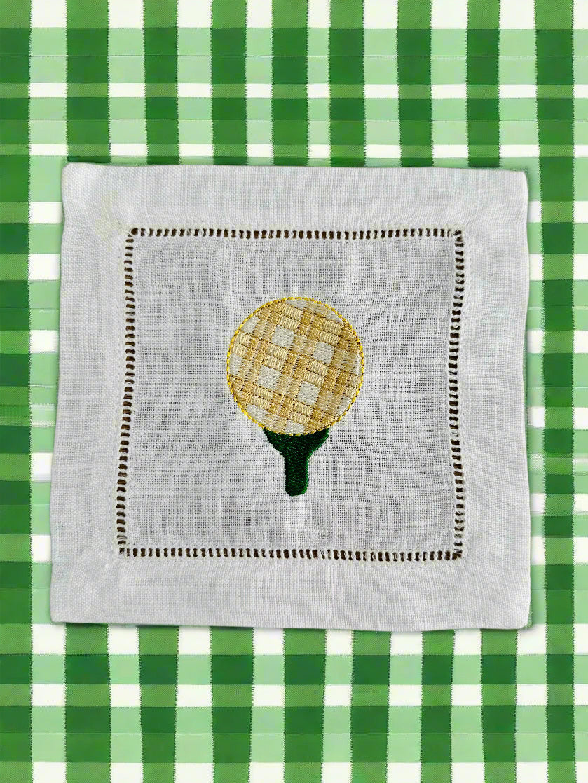 Golf Ball Embroidered Cocktail Napkin