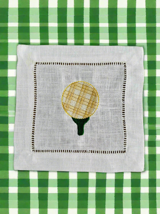 Golf Ball Embroidered Cocktail Napkin