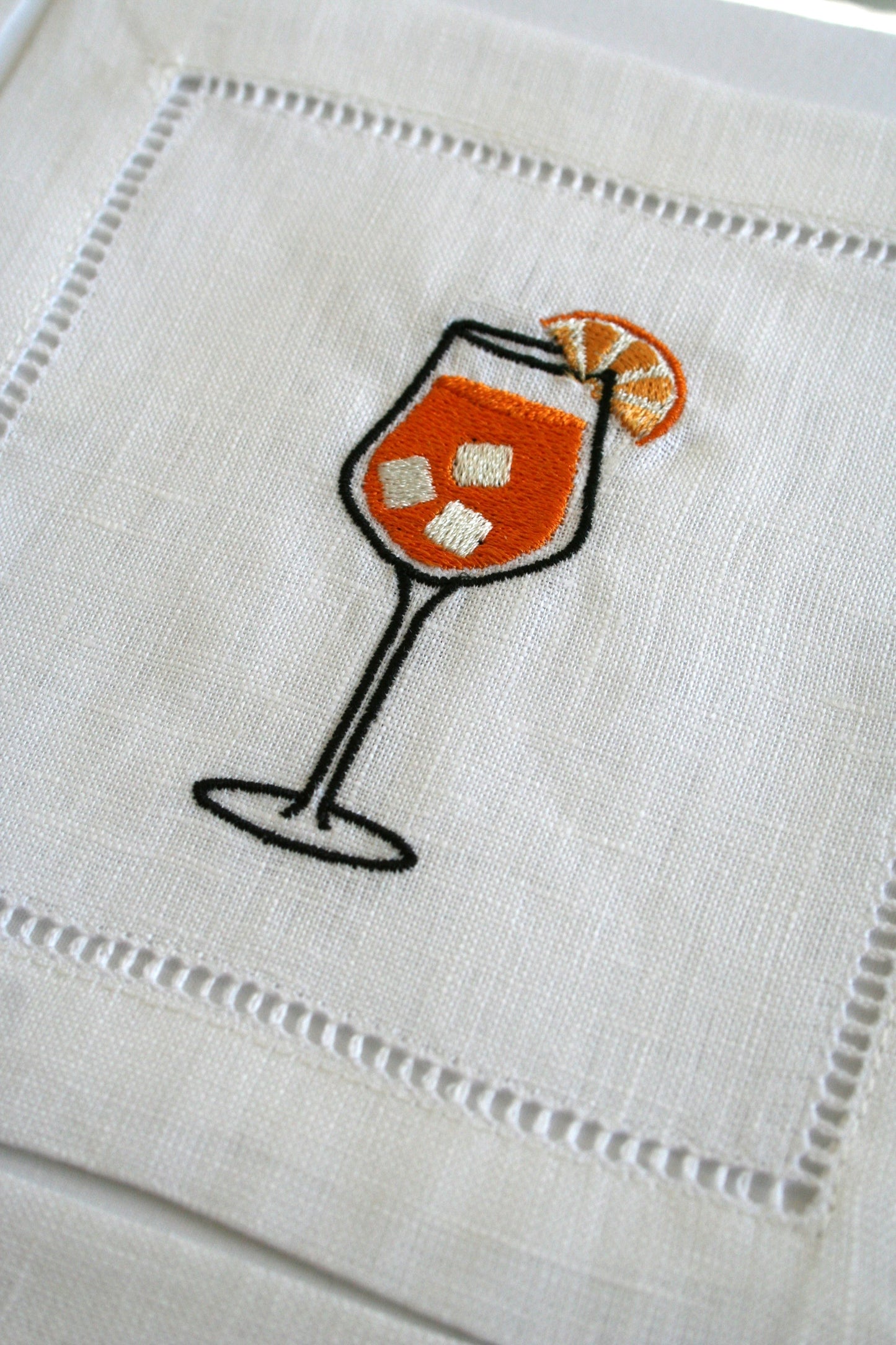 Embroidered Cocktail Napkins Aperol Spritz