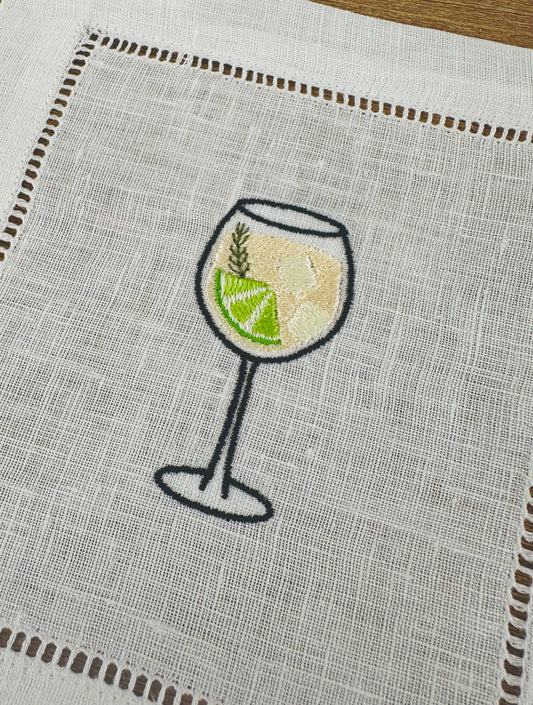 Gin and Tonic Embroidered Cocktail Napkin