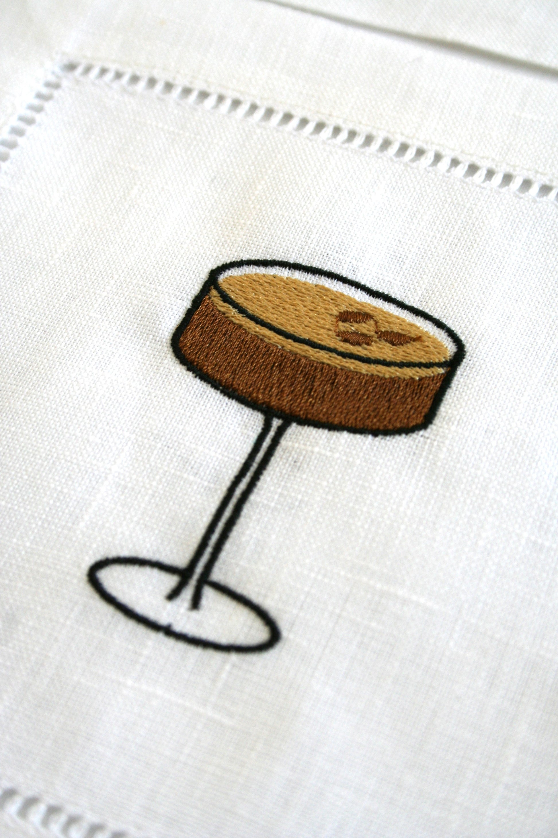 Embroidered Cocktail Napkins Espresso Martini 