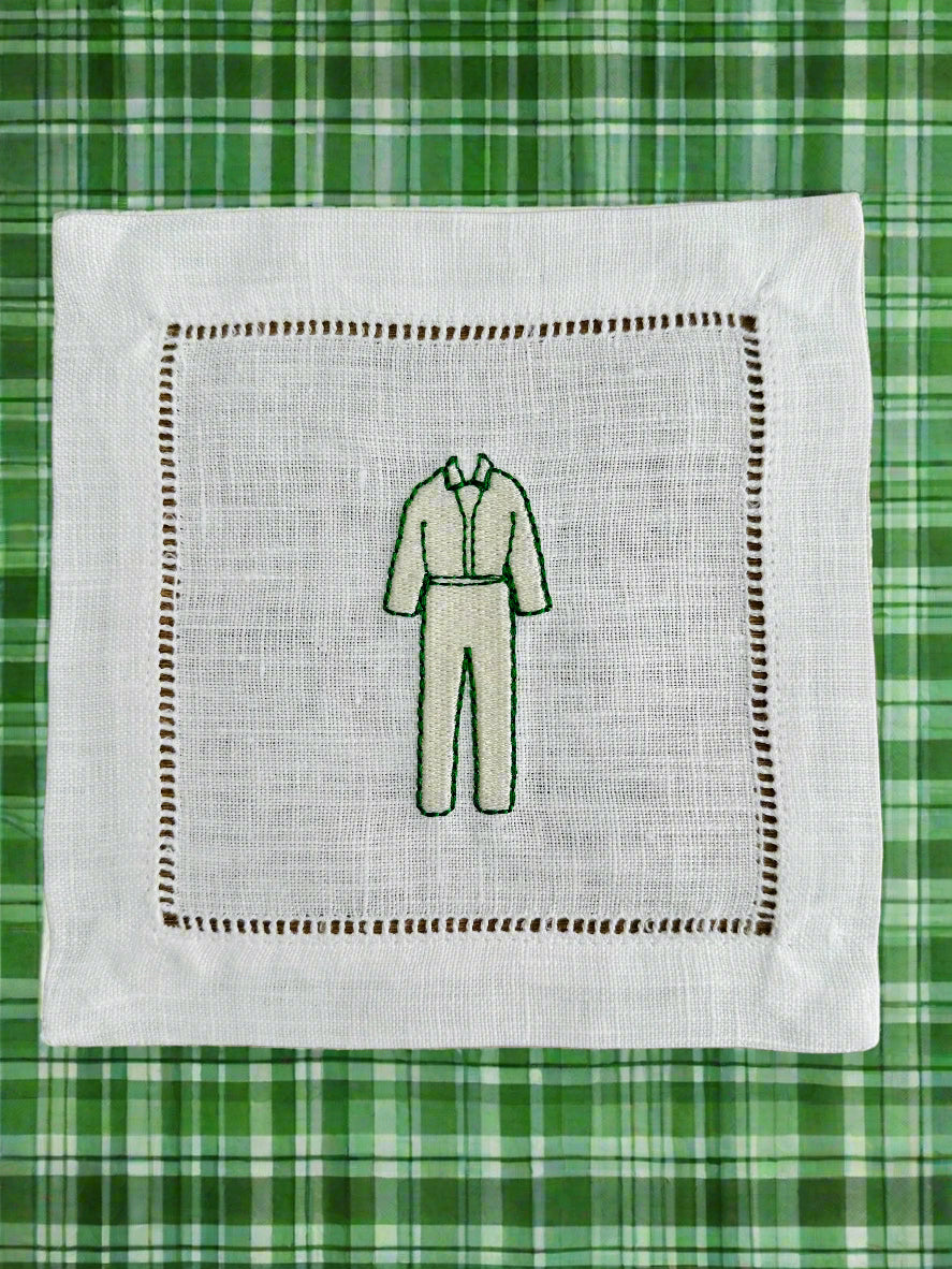 Masters Caddy Outfit Embroidered Cocktail Napkin