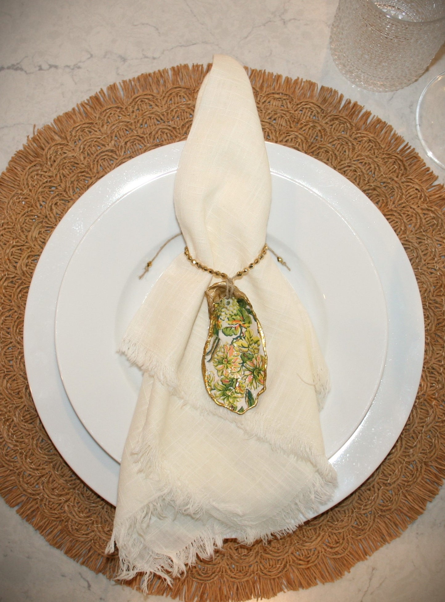 oyster charm as a napkin ring