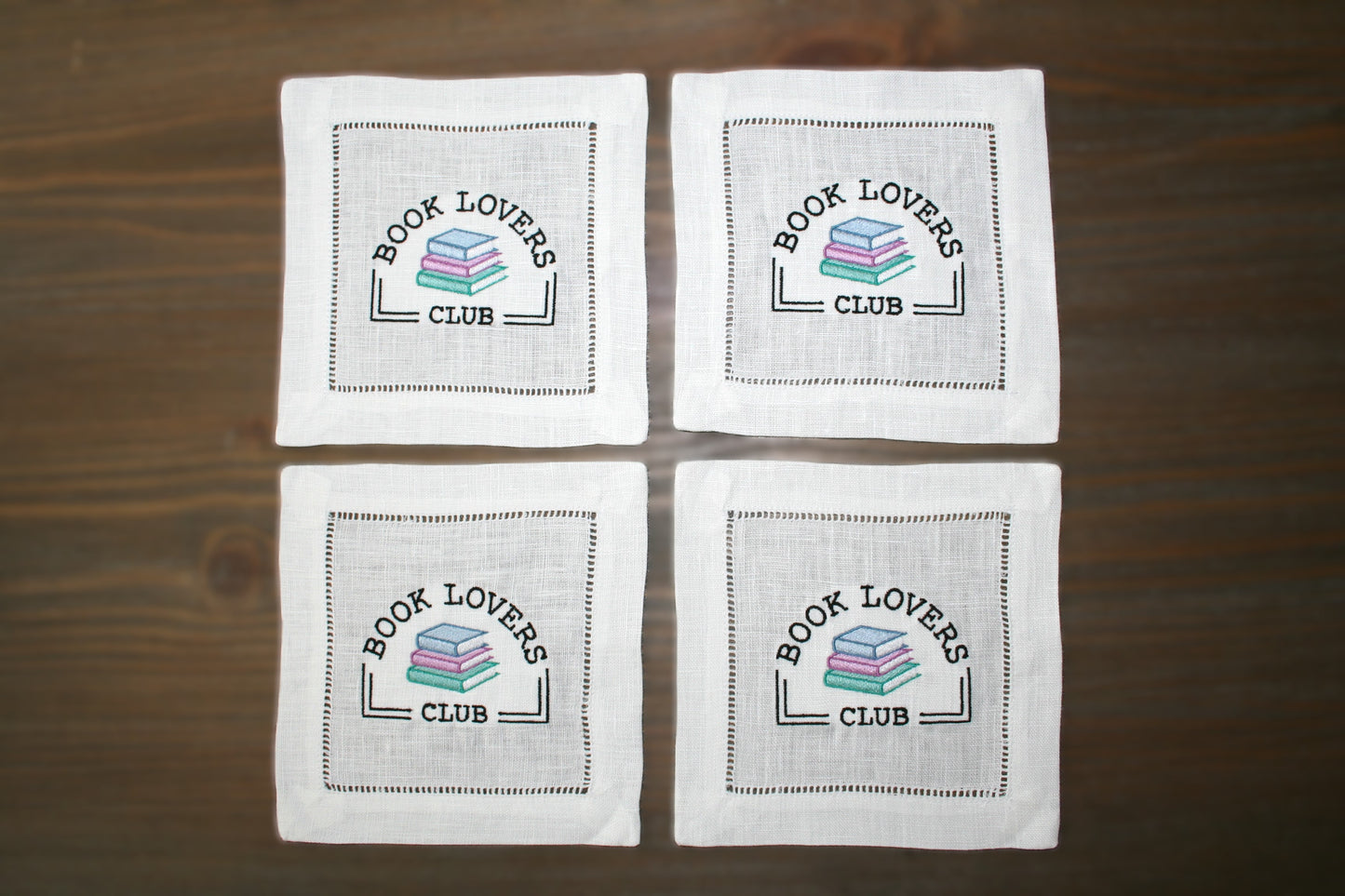 Book Lovers Embroidered Cocktail Napkins