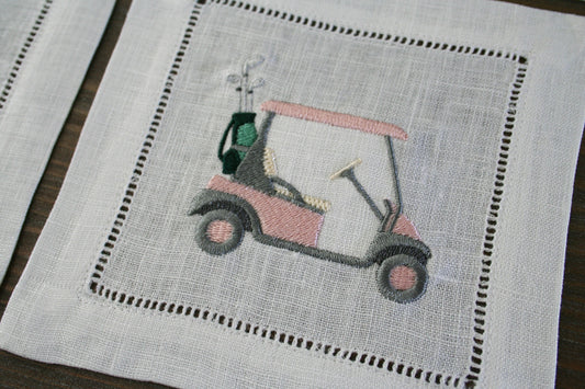 Golfer's Embroidered Cocktail Napkins