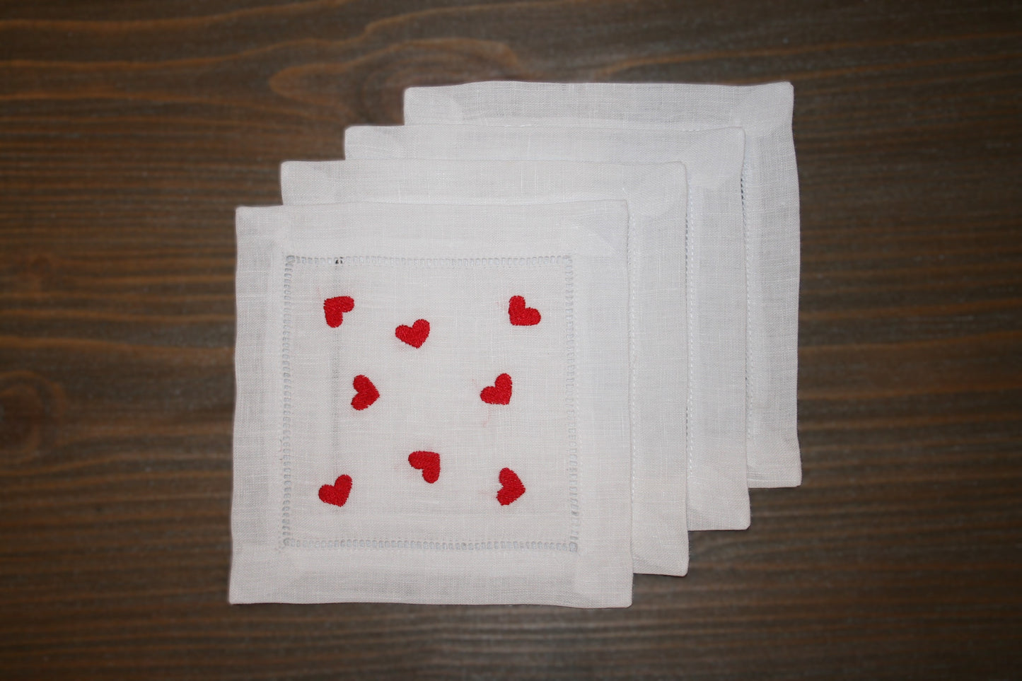 Heart Confetti Embroidered Cocktail Napkins