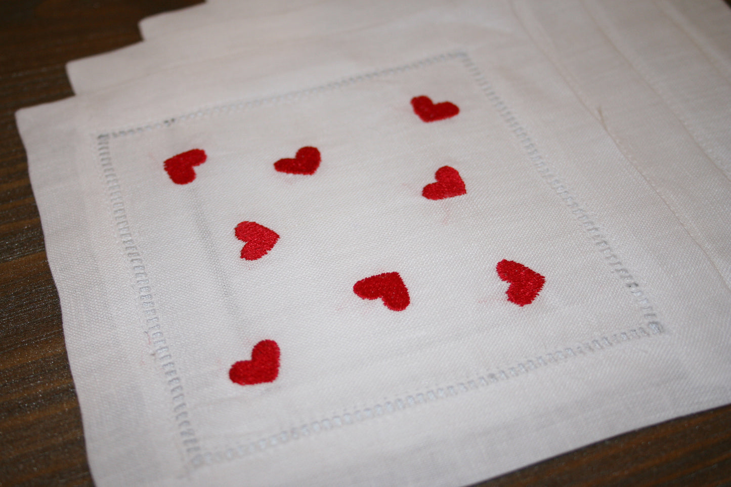 Heart Confetti Embroidered Cocktail Napkins