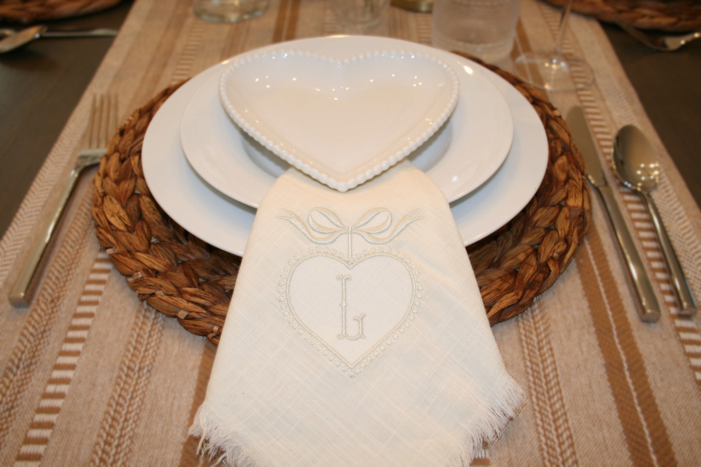 Personalized Initial Embroidered Dinner Napkins