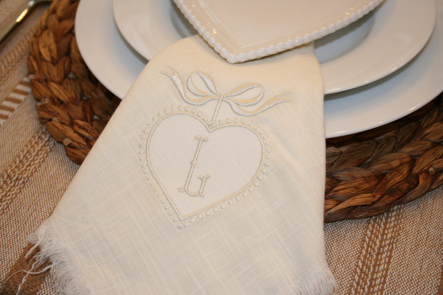 Personalized Initial Embroidered Dinner Napkins