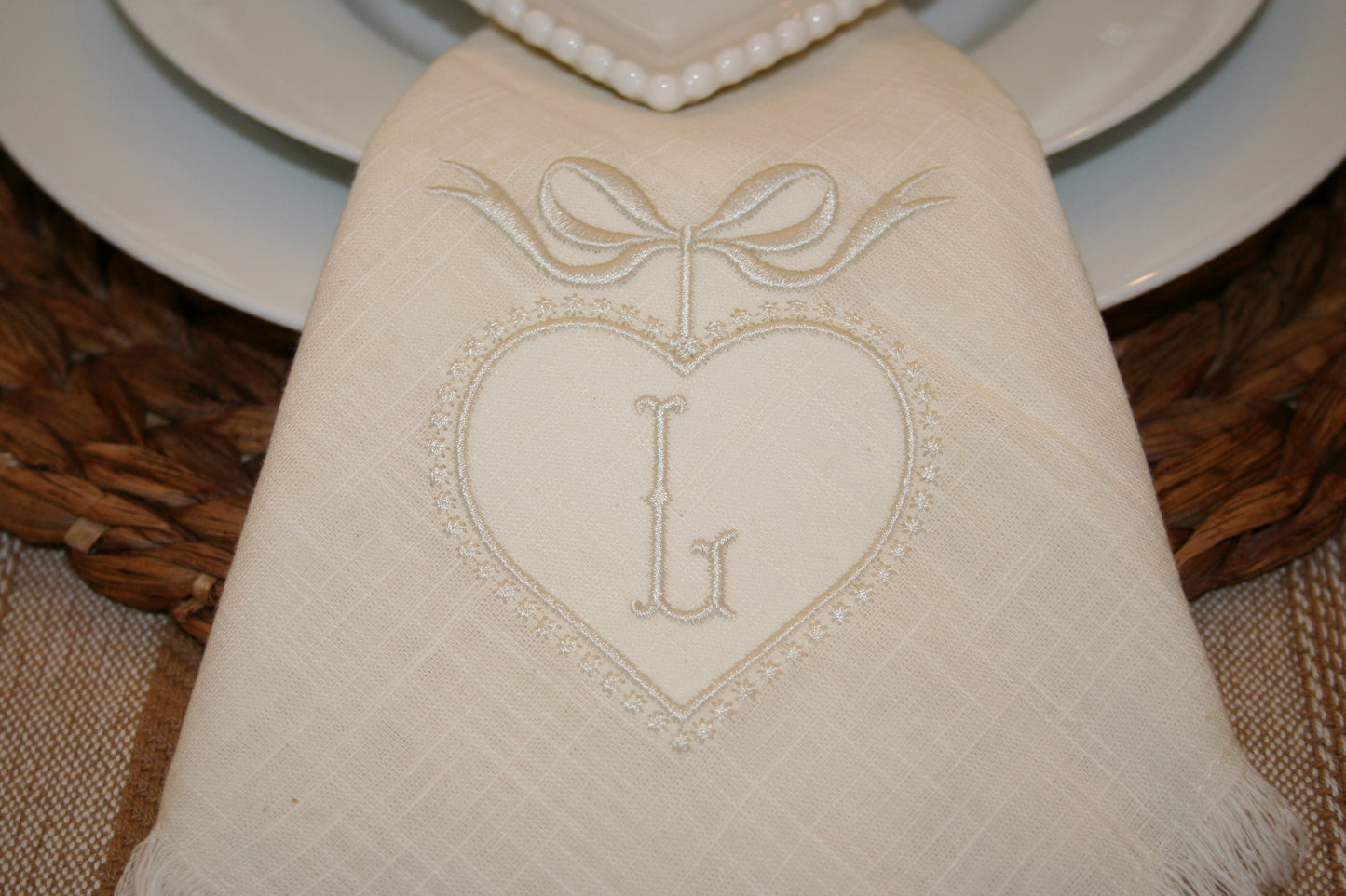 Personalized Initial Embroidered Dinner Napkins