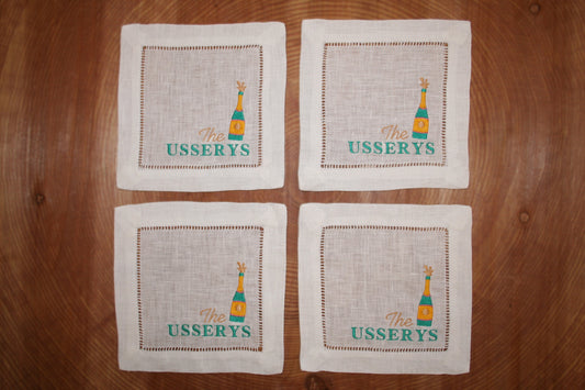 Personalized Last Name Embroidered Cocktail Napkins