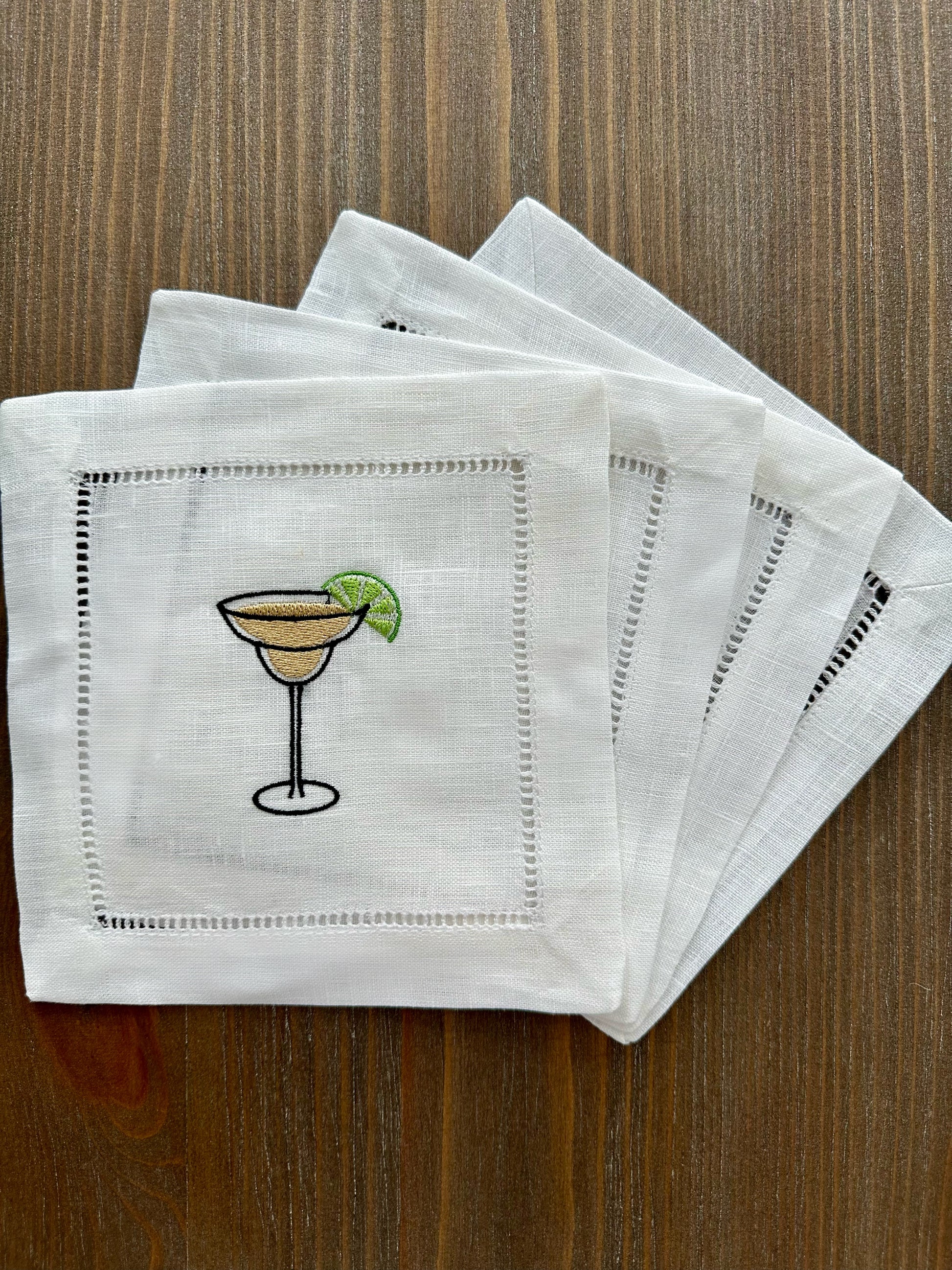 Embroidered Cocktail Napkin with margarita design