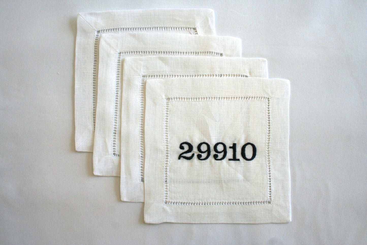 Personalized Zip Code Embroidered Cocktail Napkins